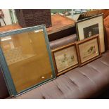 3 FRAMED PICTURES & 2 LARGE PICTURE FRAMES