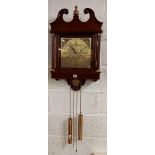 MODERN MAHOGANY BRASS FACED PENDULUM CHIMING WALL CLK