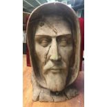 WEATHERED WOODEN SCULPTURE OF EITHER CHRIST TO THE REEDEMER OR ST FRANCES