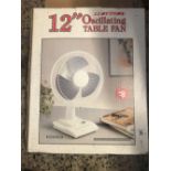 12'' OSCILLATING TABLE FAN, NEW IN BOX