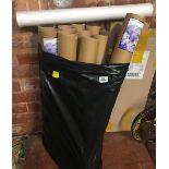 A BAG WITH 12 TUBES OF PRIMED 24'' X 3MTR CANVASES & CARTON OF 4 MAGNOLIA WALL PAPER