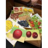 A FOLDER OF 9 UNFRAMED WATERCOLOUR STUDIES OF FRUITS INCLUDING STRAWBERRY, APPLE, PEACH AND GRAPES