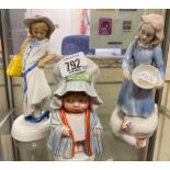 3 FIGURES - A ROYAL DOULTON CHILDHOOD DAYS DRESSING UP, ROYAL DOULTON COUNTRY GIRL & A YOUNG OLD