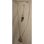 A NEPHITE PENDANT ON SILVER CHAIN & A SILVER BRAZILIAN LINK NECKLACE 20'' LONG