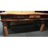 MEXICAN PINE COFFEE TABLE WITH 2 DRAWERS