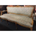 REPRODUCTION LIGHT OAK EDWARDIAN STYLE 3 PIECE LOUNGE SUITE CABRIOLE LEGS