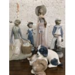 3 LLADRO FIGURES & 2 NAO FIGURES