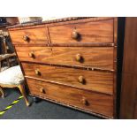 LIGHT MAHOGANY CHEST OF 5 DRAWERS ON FEET