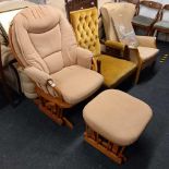 WOOD FRAMED & UPHOLSTERED ROCKING CHAIR WITH MATCHING ROCKING FOOT REST