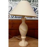 WHITE MARBLE TABLE LAMP & SHADE