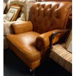LEATHER BUTTON BACK ARMCHAIR
