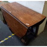 LARGE OAK DROP LEAF TABLE WITH BARLEY TWIST LEGS & DEEP FLAPS