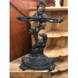 BLACK CAST IRON UMBRELLA STAND DEPICTING A DOG