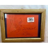 AUTOGRAPH'S, SIGNATURES OF CLEO LAINE, JOHNNY DANKWORTH & NED SHERRIN IN FRAME