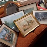 LARGE QTY OF F/G PICTURES & OVAL MIRROR