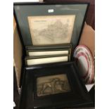 BOX OF F/G PICTURES, A PLATE ETC