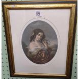 OVAL COLOUR PRINT OF A LADY