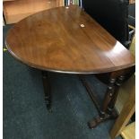 MAHOGANY NARROW DROP FLAP TABLE ON CASTERS