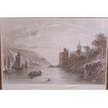 ENGRAVING OF DARTMOUTH CASTLE AND HARBOUR, C1850