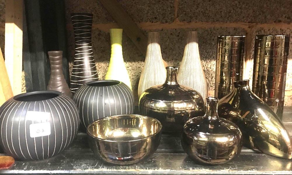 SHELF OF STUDIO POTTERY