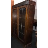 OAK LEADED GLASS DOOR CABINET