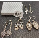 4 PAIRS OF SIL 925 EARRINGS