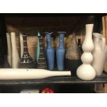 SHELF OR TALL STUDIO STYLE VASES, 1 VASE A/F