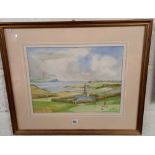 FRANK MCNICHOL, VIEW OF A COASTAL GOLF COURSE, WATERCOLOUR, SIGNED & DATED