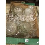 SHELF OF MIXED GLASSWARE INCL; WINE GLASSES