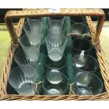 WICKER BASKET GLASS CARRIER WITH 15 VARIOUS GLASSES