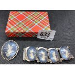 THAI SIL & ENAMEL BRACELET & MATCHING BROOCH