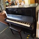 DARK MAHOGANY UPRIGHT PIANO BY C.BECHSTEIN WITH PIANO STOOL