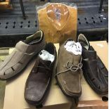 4 PAIRS OF SIZE 12 TIMBERLAND MEN'S SHOES, NEW IN BOXES & A MUSTARD COLOURED SHIRT IN PACKET