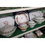 SHELF OF GLASS SOUP TUREENS, WEDGWOOD IMPERIAL PORCELAIN SOUP TUREENS & ROYAL WORCESTERSHIRE CHINA
