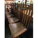 4 MATCHING MAHOGANY DINING CHAIRS WITH PRESS STUD SEATS