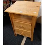 MODERN STRIPPED PINE BEDSIDE CUPBOARD WITH 2 DRAWERS