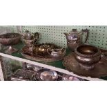 SHELF OF VARIOUS PLATED WARE
