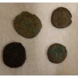 FOUR SMALL ANCIENT BRONZE COI