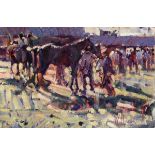 Arthur K. Maderson (b.1942) EVENING SHADOWS, TALLOW HORSE FAIR, COUNTY WATERFORD oil on board signed