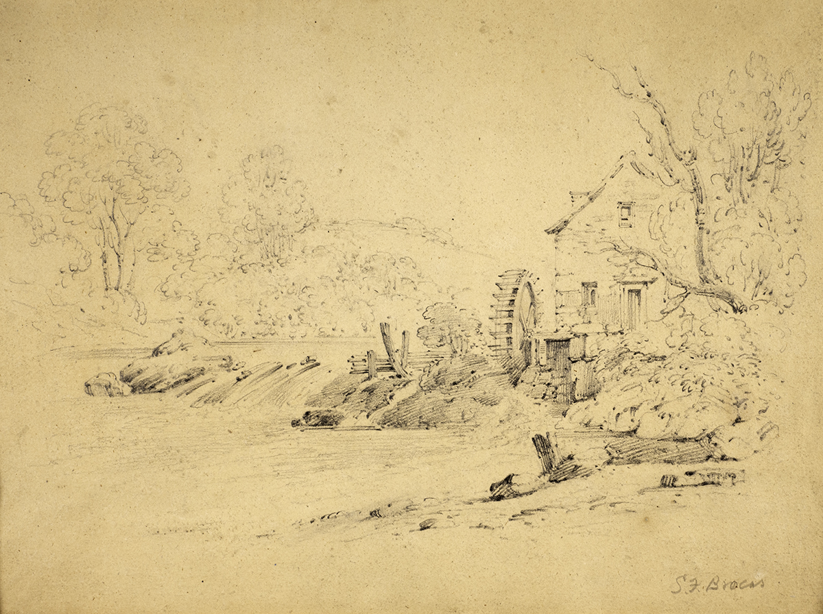 Samuel Frederick Brocas (c.1792-1847) MARKET SCENE pencil and wash; (double sided) signed on reverse - Image 2 of 3
