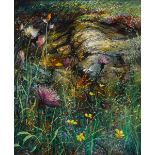 Kenneth Webb RWA FRSA RUA (b.1927) WILD FLOWERS AND ROCKS oil on canvas signed lower right 24 by