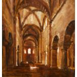 Mark O'Neill (b.1963) CHURCH INTERIOR, 1998 oil on board signed and dated lower left 16 by 16in. (
