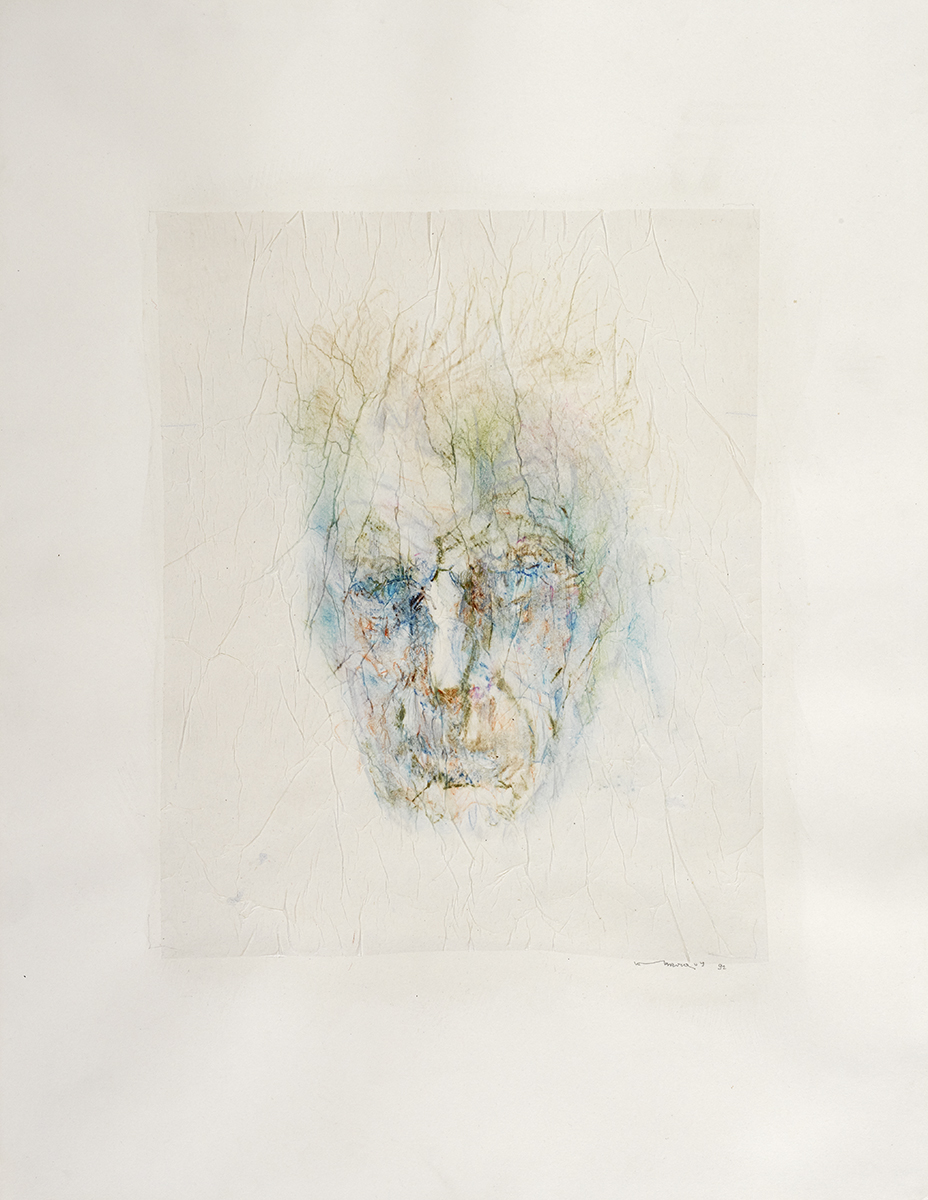 Louis le Brocquy HRHA (1916-2012) IMAGE OF SAMUEL BECKETT, 1992 watercolour on tissue paper signed - Image 2 of 3