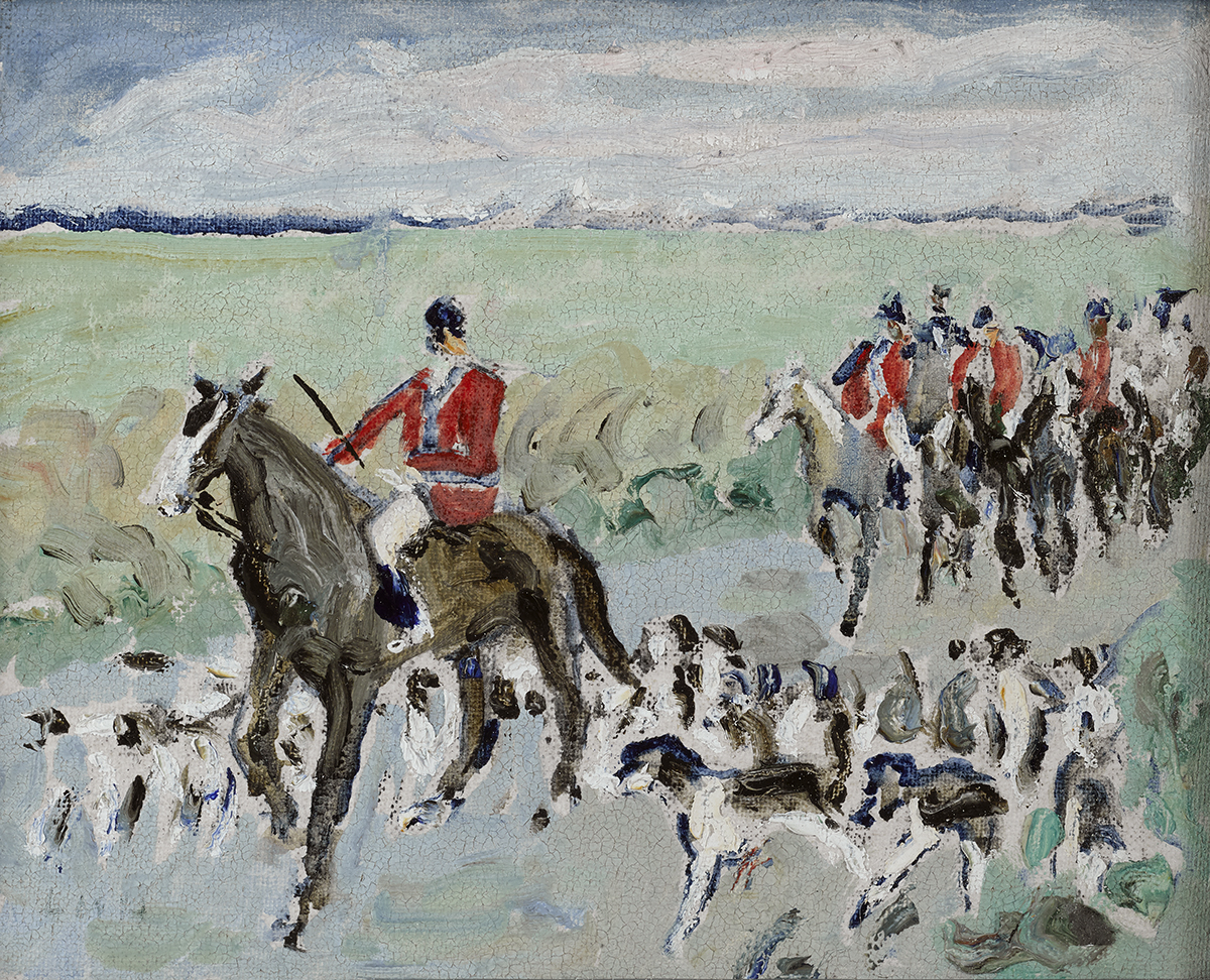 Letitia Marion Hamilton RHA (1878-1964) THE MEATH HOUNDS oil on canvas board signed with initials