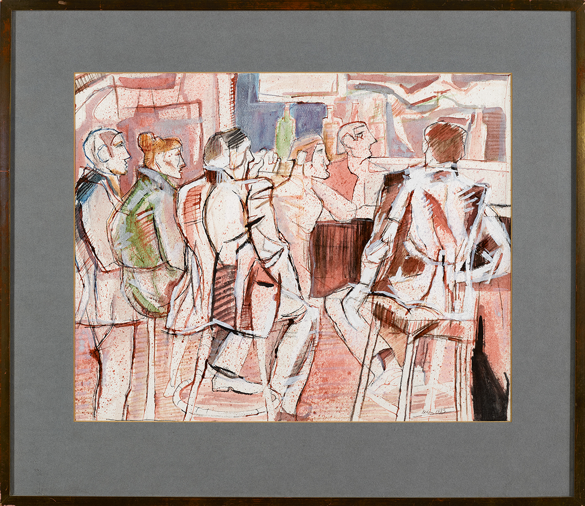 John Behan RHA (b.1938) PUB SCENE, 1983 watercolour signed and dated lower right 15.50 by 19. - Image 2 of 3