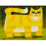 Graham Knuttel (b.1954) YELLOW CAT oil on panel signed lower left 11.75 by 15.50in. (29.8 by 39.4cm)
