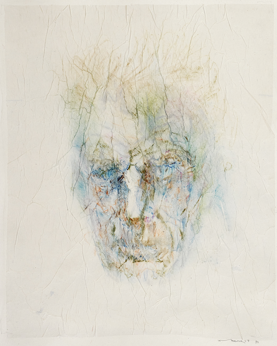 Louis le Brocquy HRHA (1916-2012) IMAGE OF SAMUEL BECKETT, 1992 watercolour on tissue paper signed