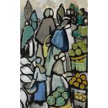 Markey Robinson (1918-1999) FRUIT MARKET oil on board signed lower right; with inscribed Eakin