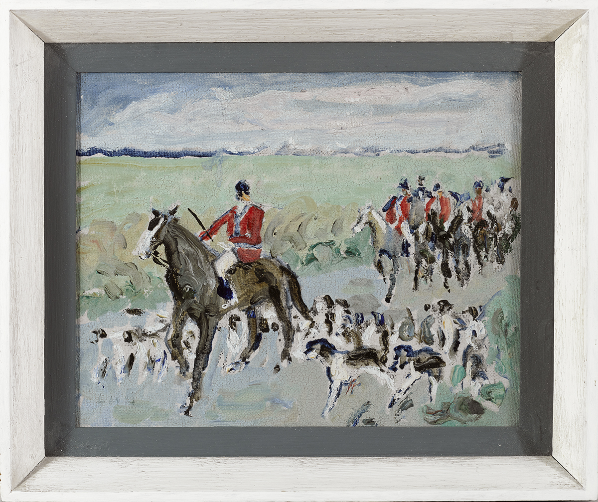 Letitia Marion Hamilton RHA (1878-1964) THE MEATH HOUNDS oil on canvas board signed with initials - Image 2 of 3