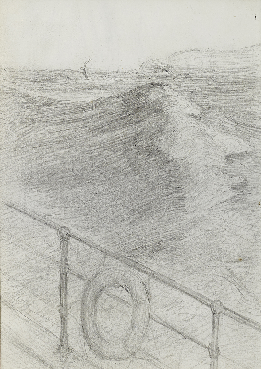 John Butler Yeats RHA (1839-1922) VIEW FROM A BOAT pencil 9.75 by 6.50in. (24.8 by 16.5cm) Family of
